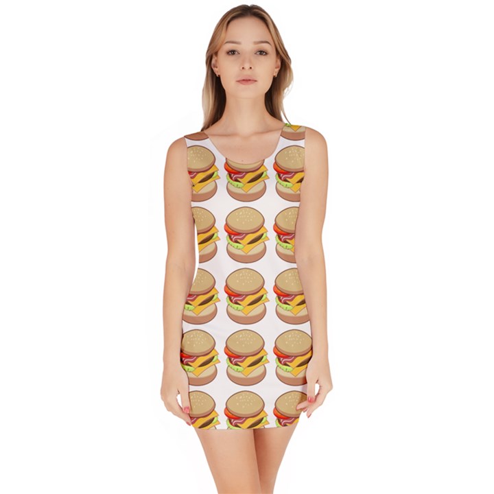 Hamburger Pattern Sleeveless Bodycon Dress