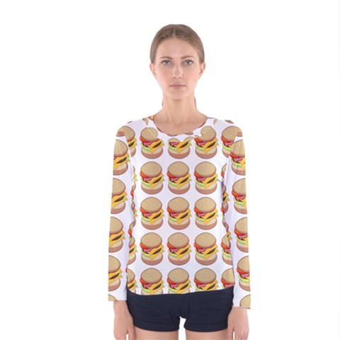 Hamburger Pattern Women s Long Sleeve Tee by Simbadda