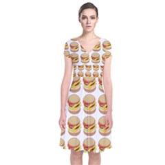 Hamburger Pattern Short Sleeve Front Wrap Dress by Simbadda