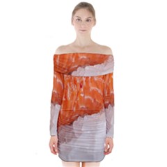 Abstract Angel Bass Beach Chef Long Sleeve Off Shoulder Dress by Simbadda