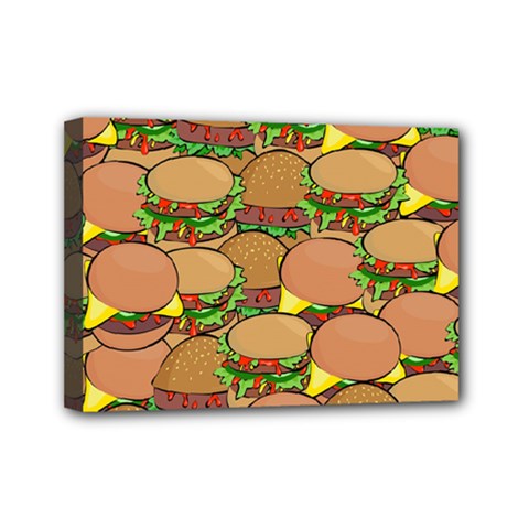 Burger Double Border Mini Canvas 7  X 5  by Simbadda