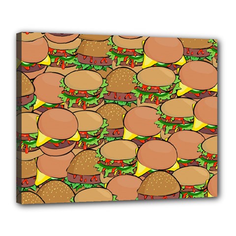 Burger Double Border Canvas 20  X 16  by Simbadda