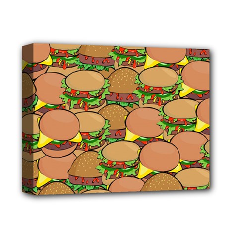 Burger Double Border Deluxe Canvas 14  X 11  by Simbadda