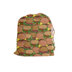 Burger Double Border Drawstring Pouches (large)  by Simbadda