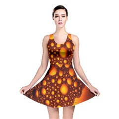 Bubbles Abstract Art Gold Golden Reversible Skater Dress by Simbadda