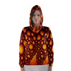 Bubbles Abstract Art Gold Golden Hooded Wind Breaker (women) by Simbadda