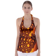 Bubbles Abstract Art Gold Golden Babydoll Tankini Top by Simbadda