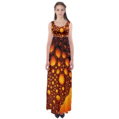 Bubbles Abstract Art Gold Golden Empire Waist Maxi Dress by Simbadda