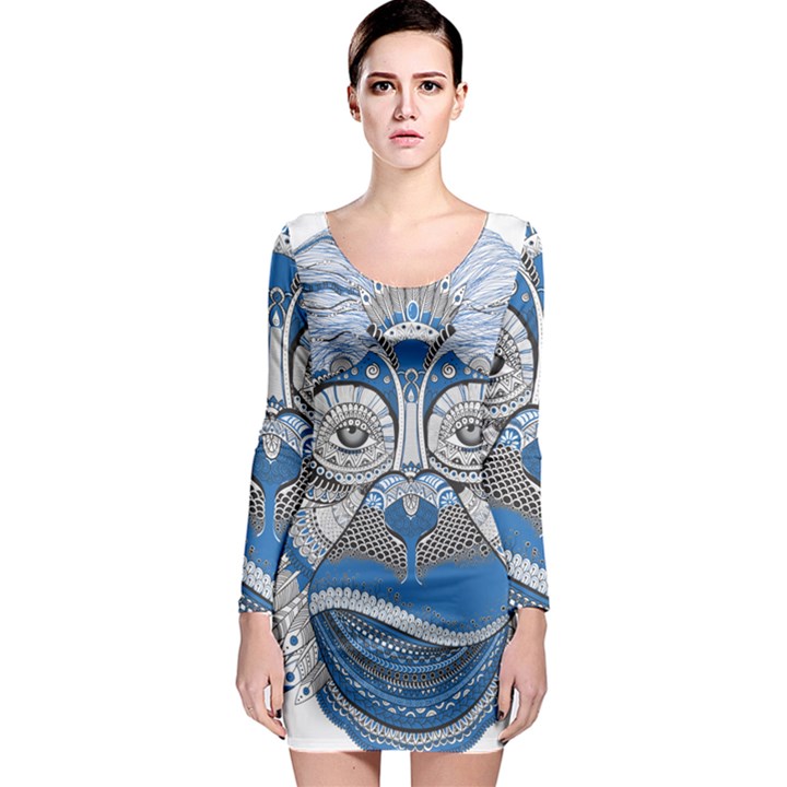 Pattern Monkey New Year S Eve Long Sleeve Bodycon Dress