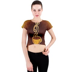 Coffee Drink Abstract Crew Neck Crop Top by Simbadda