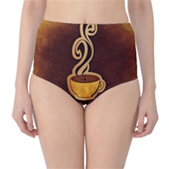 Coffee Drink Abstract High-waist Bikini Bottoms by Simbadda