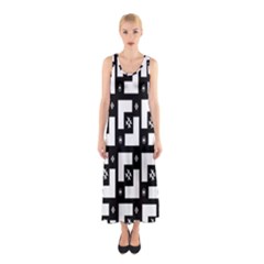 Abstract Pattern Background  Wallpaper In Black And White Shapes, Lines And Swirls Sleeveless Maxi Dress by Simbadda