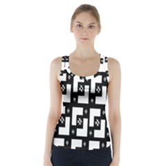 Abstract Pattern Background  Wallpaper In Black And White Shapes, Lines And Swirls Racer Back Sports Top by Simbadda