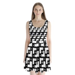 Abstract Pattern Background  Wallpaper In Black And White Shapes, Lines And Swirls Split Back Mini Dress  by Simbadda