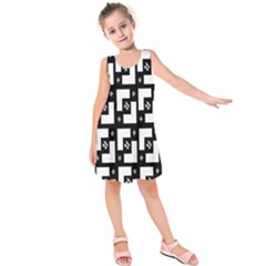 Abstract Pattern Background  Wallpaper In Black And White Shapes, Lines And Swirls Kids  Sleeveless Dress by Simbadda