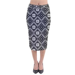 Folklore  Velvet Midi Pencil Skirt by Valentinaart