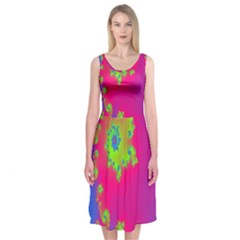 Digital Fractal Spiral Midi Sleeveless Dress by Simbadda