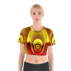 Red Gold Fractal Hypocycloid Cotton Crop Top by Simbadda