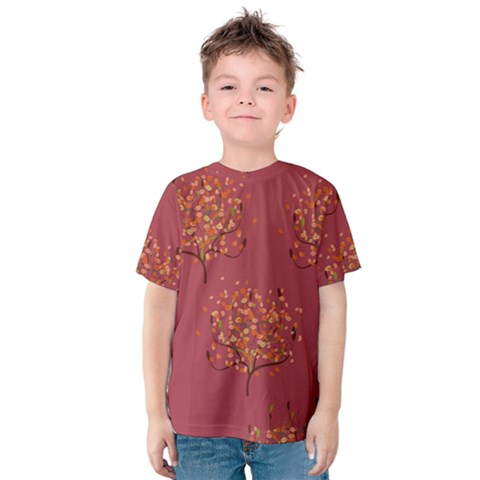 Beautiful Tree Background Pattern Kids  Cotton Tee by Simbadda