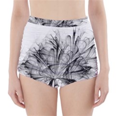 High Detailed Resembling A Flower Fractalblack Flower High-waisted Bikini Bottoms by Simbadda