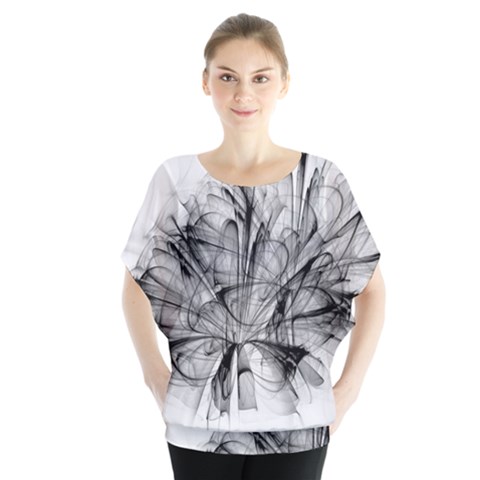 High Detailed Resembling A Flower Fractalblack Flower Blouse by Simbadda