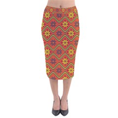 Folklore Velvet Midi Pencil Skirt by Valentinaart