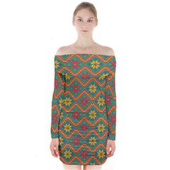 Folklore Long Sleeve Off Shoulder Dress by Valentinaart