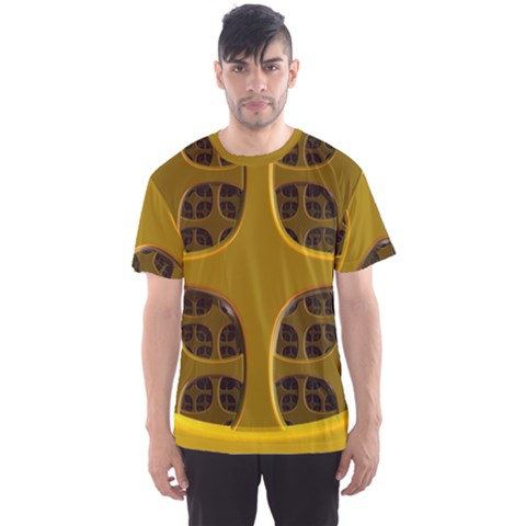 Golden Fractal Window Men s Sport Mesh Tee by Simbadda