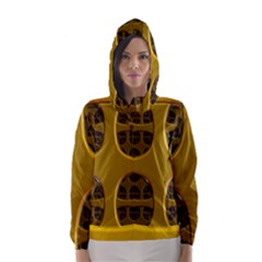 Golden Fractal Window Hooded Wind Breaker (women) by Simbadda