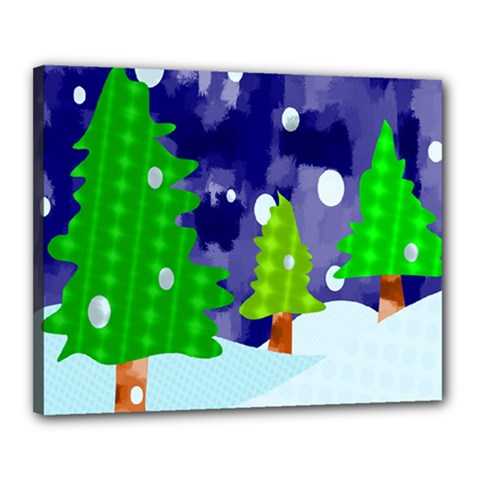 Christmas Trees And Snowy Landscape Canvas 20  X 16  by Simbadda