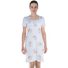 Helpless Bird Sketch Seamless Pattern Short Sleeve Nightdress