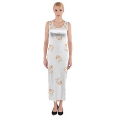 Helpless Bird Sketch Seamless Pattern Fitted Maxi Dress