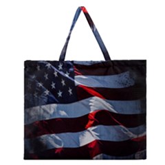 Grunge American Flag Background Zipper Large Tote Bag by Simbadda