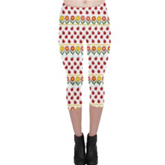 Ladybugs And Flowers Capri Leggings  by Valentinaart