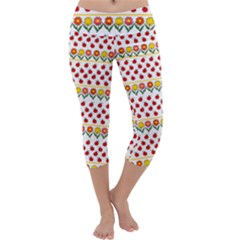 Ladybugs And Flowers Capri Yoga Leggings by Valentinaart