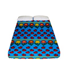 Ladybugs And Flowers Fitted Sheet (full/ Double Size)