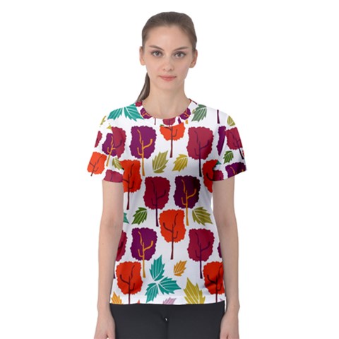 Colorful Trees Background Pattern Women s Sport Mesh Tee by Simbadda