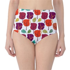 Colorful Trees Background Pattern High-waist Bikini Bottoms by Simbadda