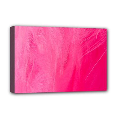 Very Pink Feather Deluxe Canvas 18  X 12  