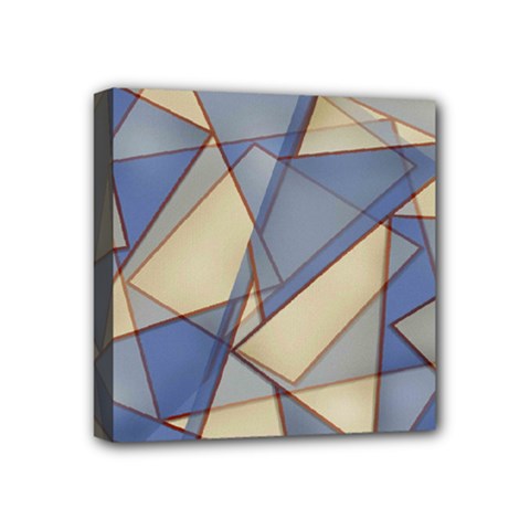 Blue And Tan Triangles Intertwine Together To Create An Abstract Background Mini Canvas 4  X 4  by Simbadda