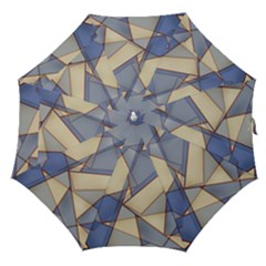 Blue And Tan Triangles Intertwine Together To Create An Abstract Background Straight Umbrellas by Simbadda