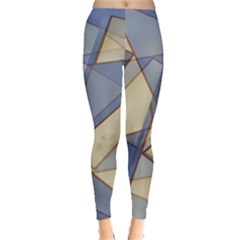 Blue And Tan Triangles Intertwine Together To Create An Abstract Background Leggings  by Simbadda