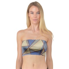 Blue And Tan Triangles Intertwine Together To Create An Abstract Background Bandeau Top by Simbadda