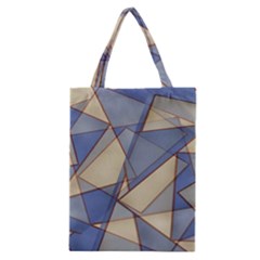 Blue And Tan Triangles Intertwine Together To Create An Abstract Background Classic Tote Bag by Simbadda