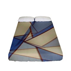 Blue And Tan Triangles Intertwine Together To Create An Abstract Background Fitted Sheet (full/ Double Size) by Simbadda