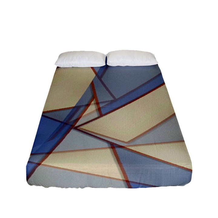 Blue And Tan Triangles Intertwine Together To Create An Abstract Background Fitted Sheet (Full/ Double Size)