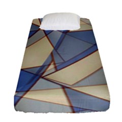 Blue And Tan Triangles Intertwine Together To Create An Abstract Background Fitted Sheet (single Size) by Simbadda