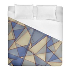 Blue And Tan Triangles Intertwine Together To Create An Abstract Background Duvet Cover (full/ Double Size) by Simbadda