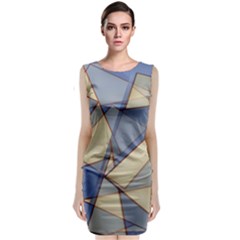 Blue And Tan Triangles Intertwine Together To Create An Abstract Background Sleeveless Velvet Midi Dress by Simbadda