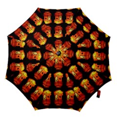 Paper Lanterns Pattern Background In Fiery Orange With A Black Background Hook Handle Umbrellas (small) by Simbadda